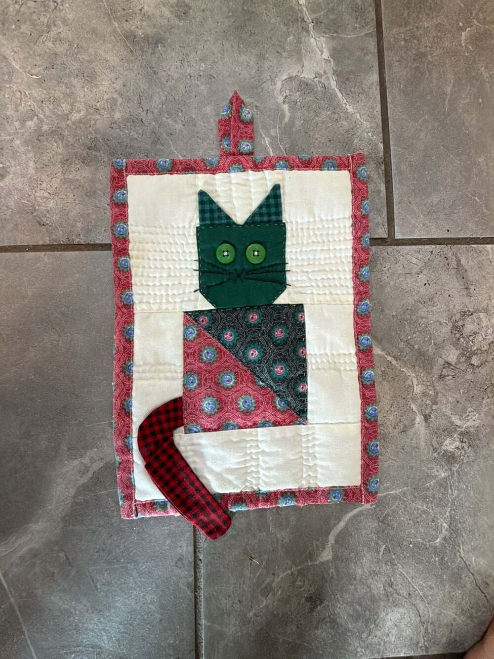 Handmade Cat Patchwork Pot Holder